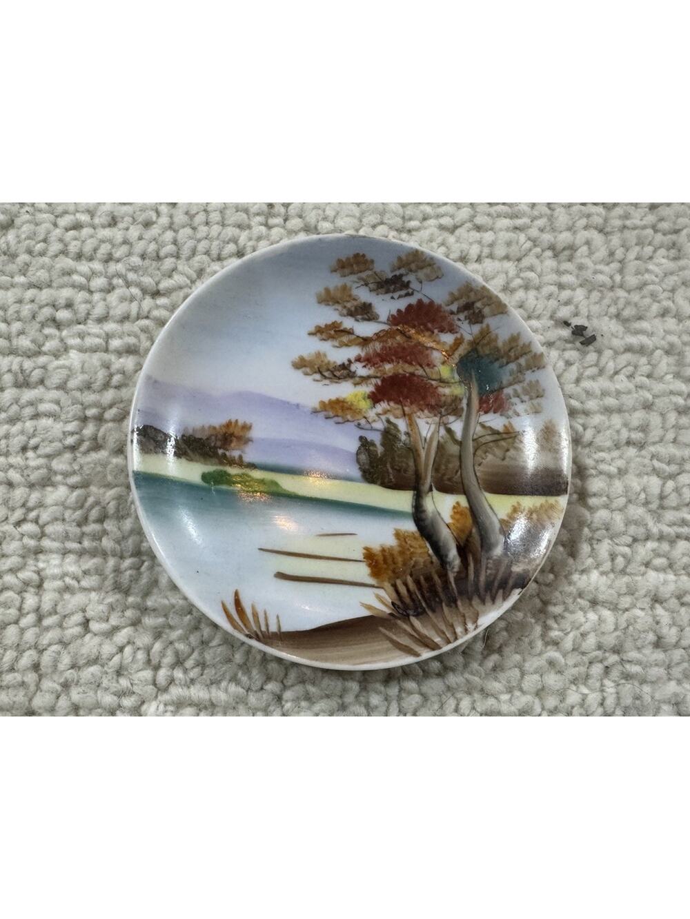 Ucagco Hand Painted Plate Japan Decorative 4” Inch River Landscape Vintage